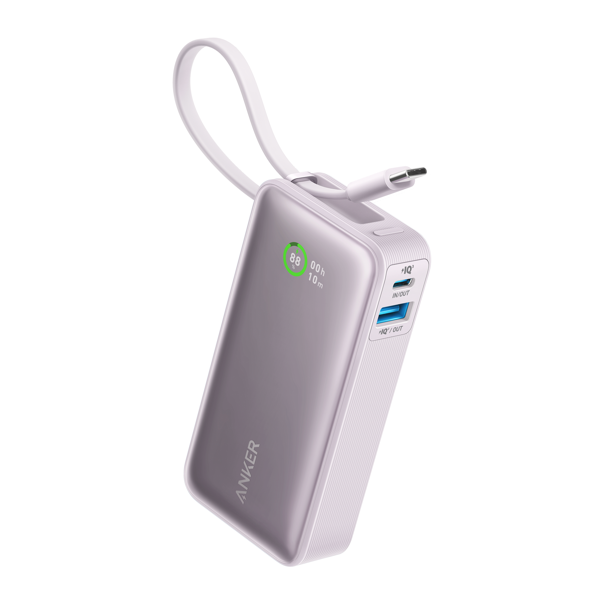 Nano Power Bank (30W, Built-In USB-C Cable)