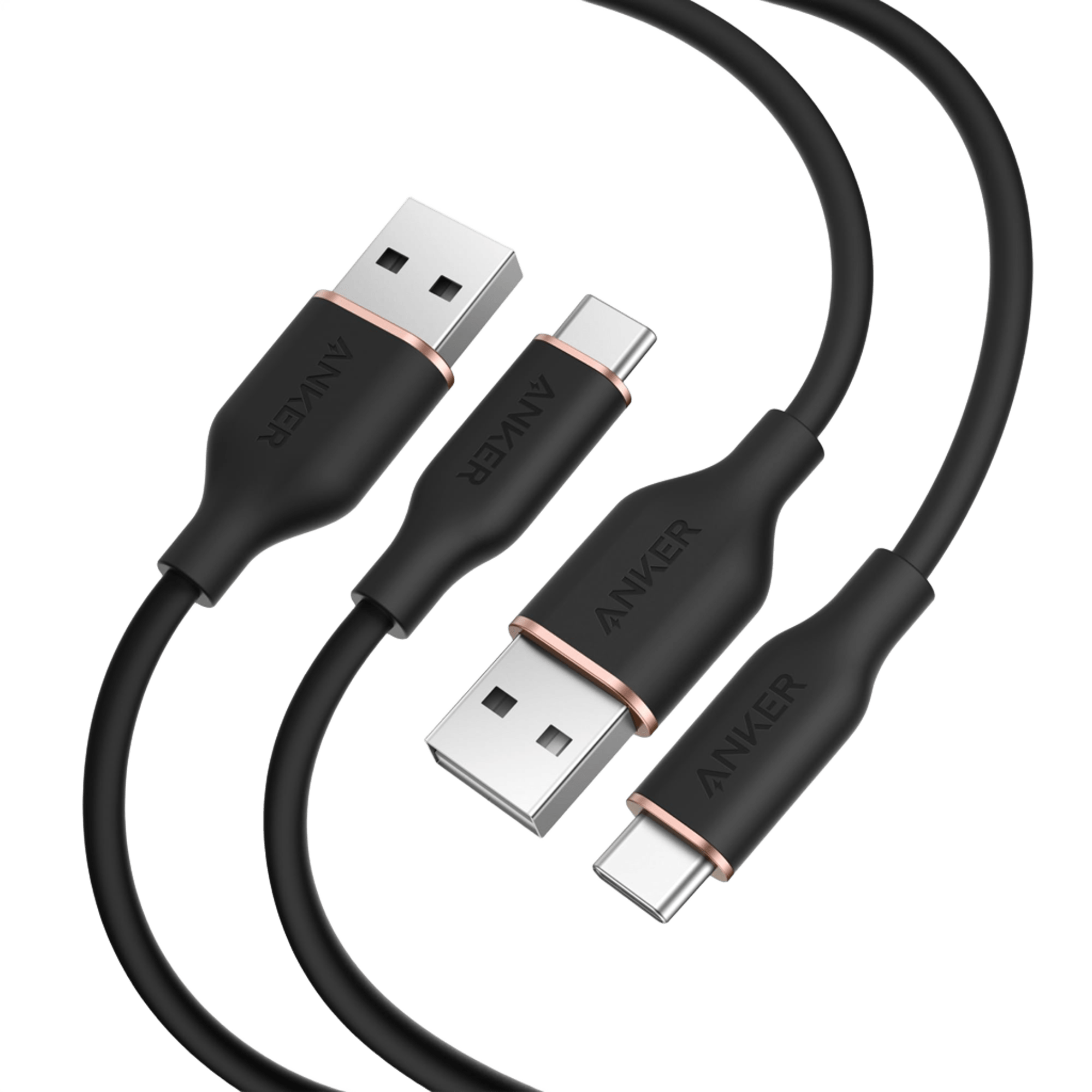 15W USB-A to USB-C Cable 2Pack (3 ft, Silicone)