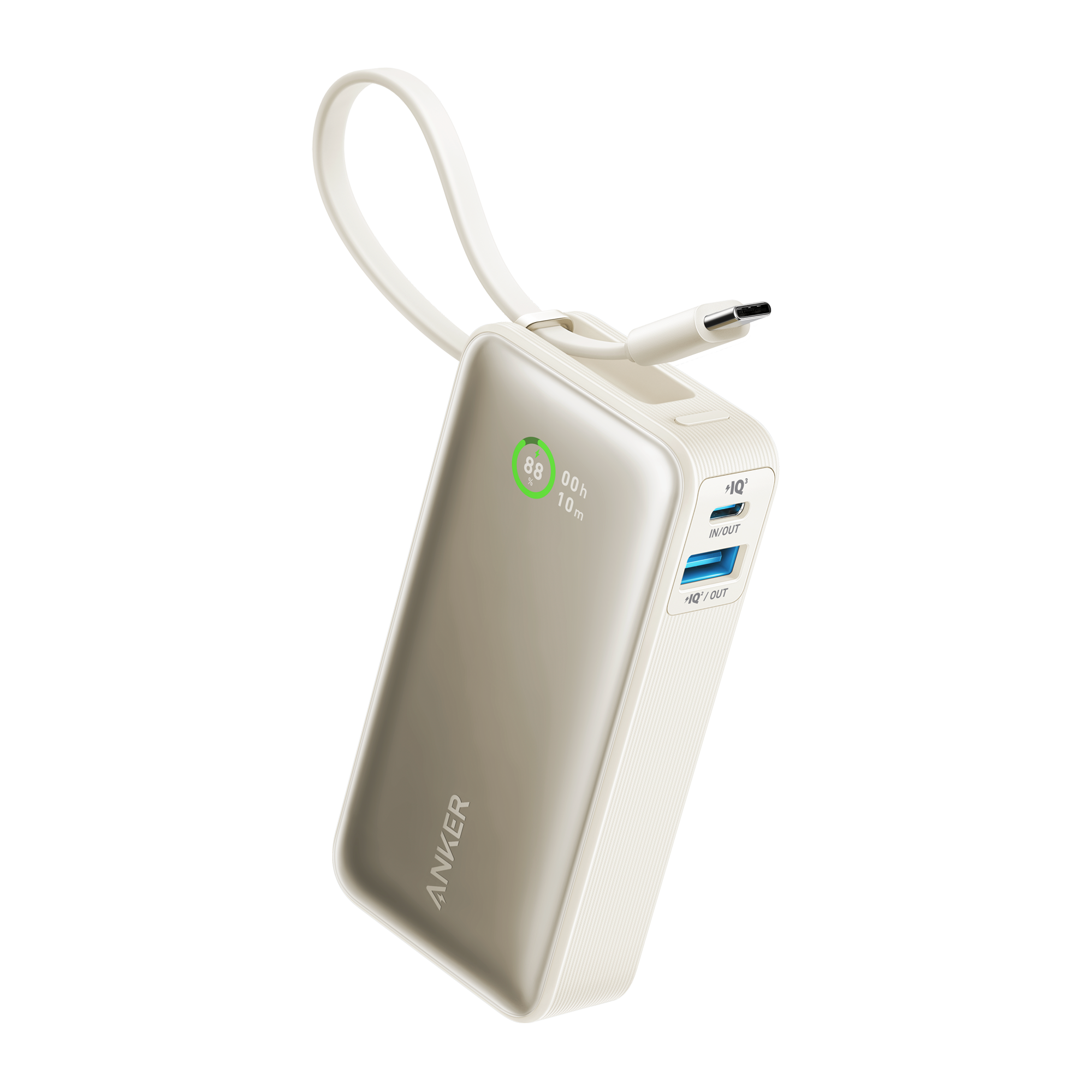 Nano Power Bank (30W, Built-In USB-C Cable)