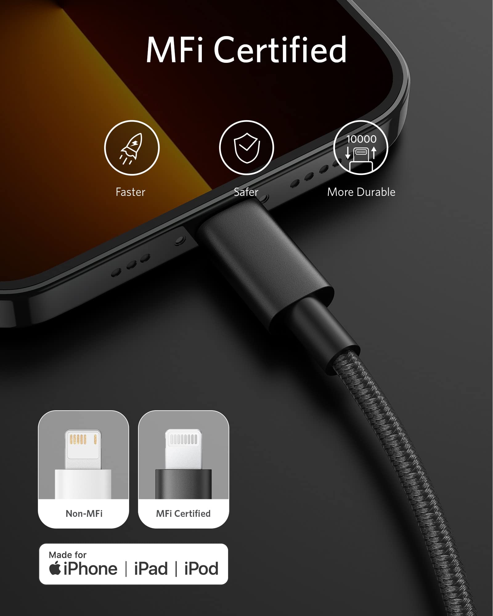 Anker cable MFi Certified for faster safer charging