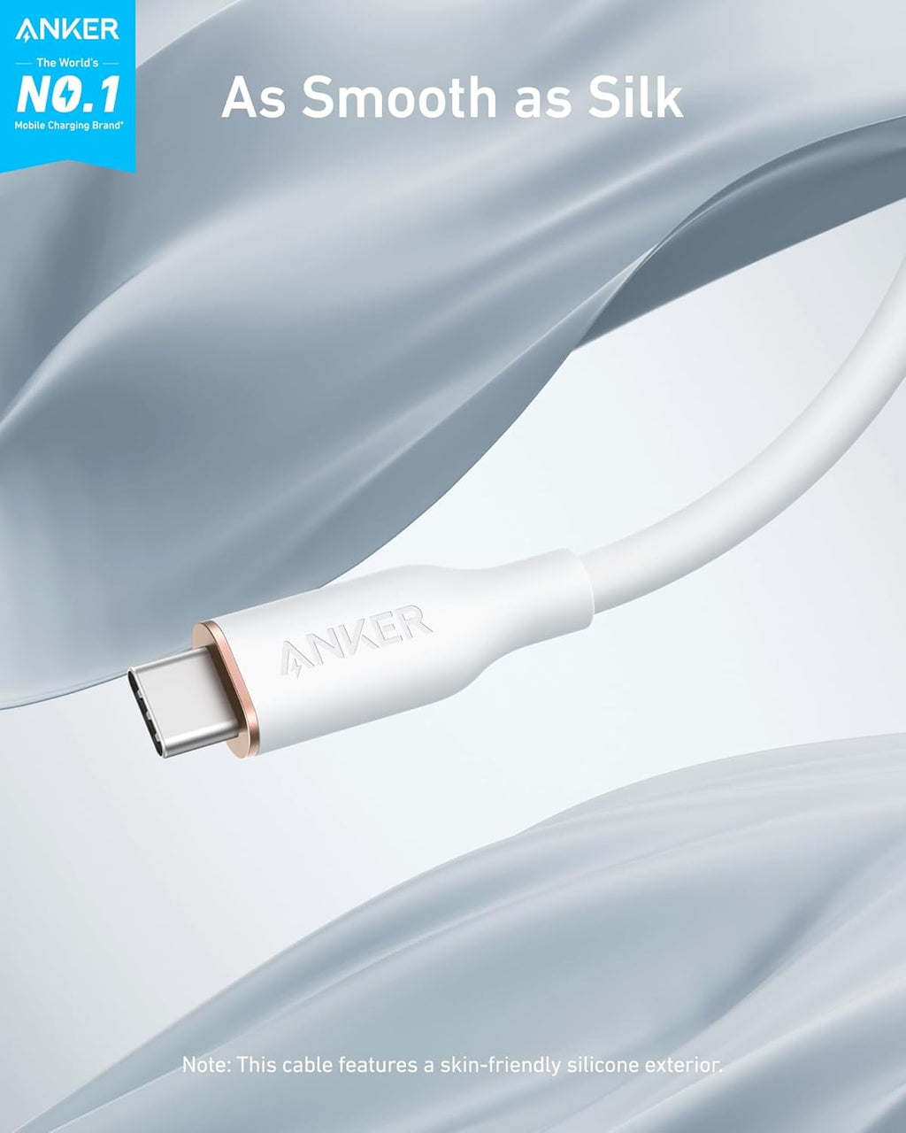 Anker cable with smooth silicone exterior for comfort
