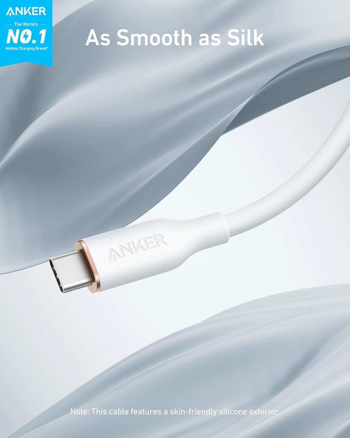 Anker cable with skin-friendly silicone for smooth charging