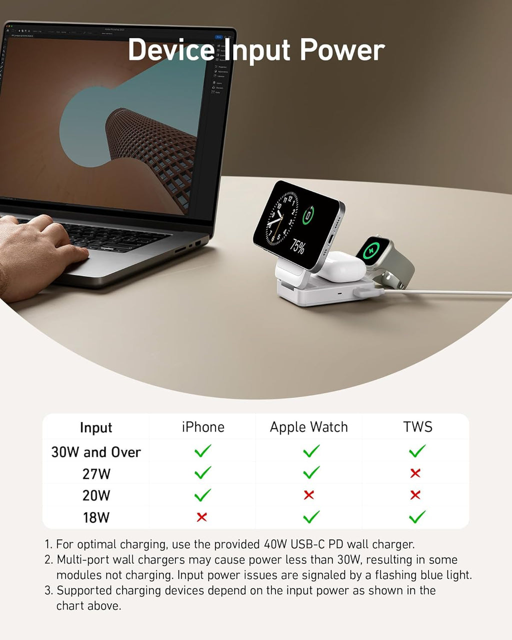 Anker MagGo Wireless Charging Station (Foldable 3-in-1) and Anker Nano Travel Adapter (5-in-1, 20W, 1-Pack)