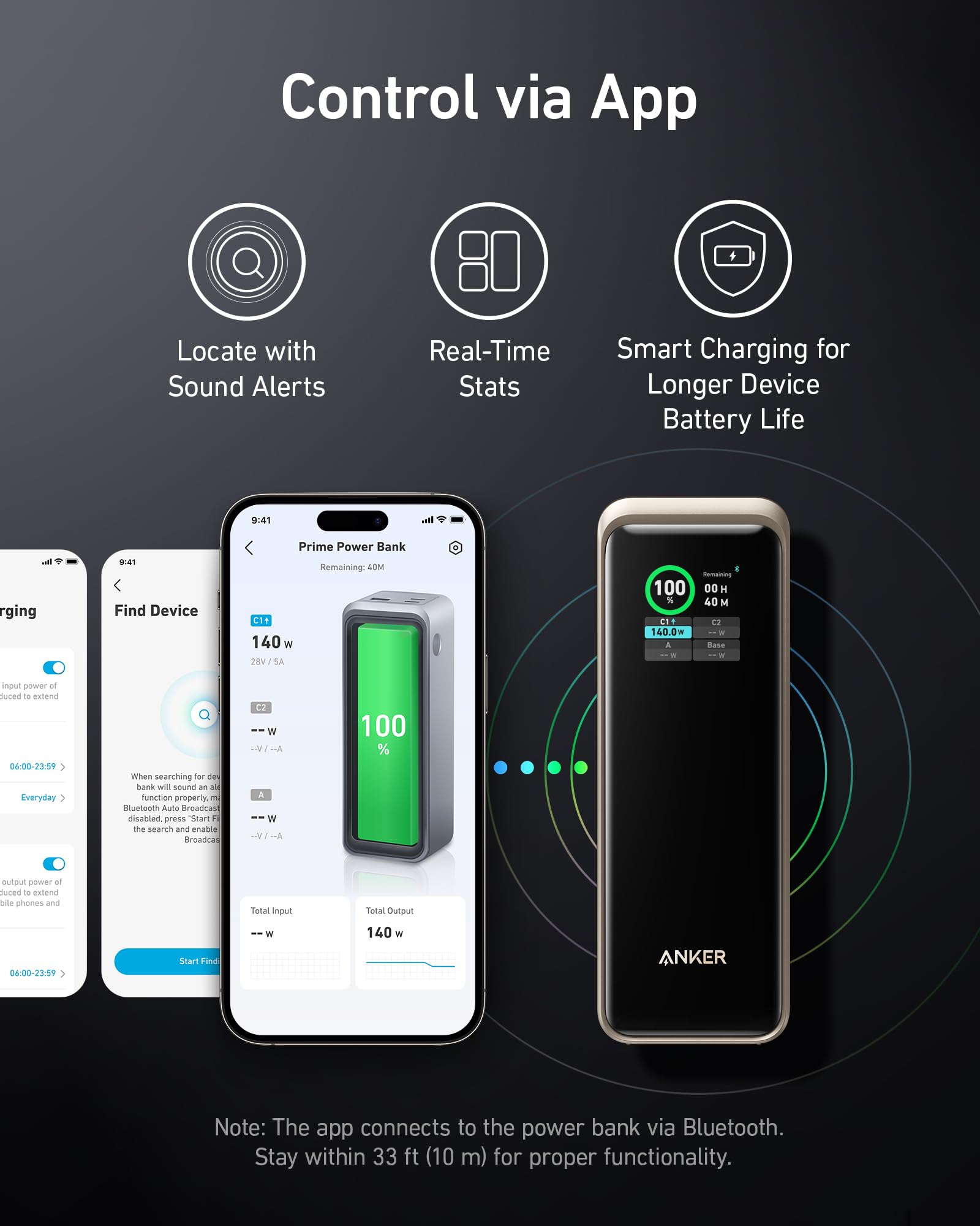 Anker power bank app with Bluetooth connection and stats