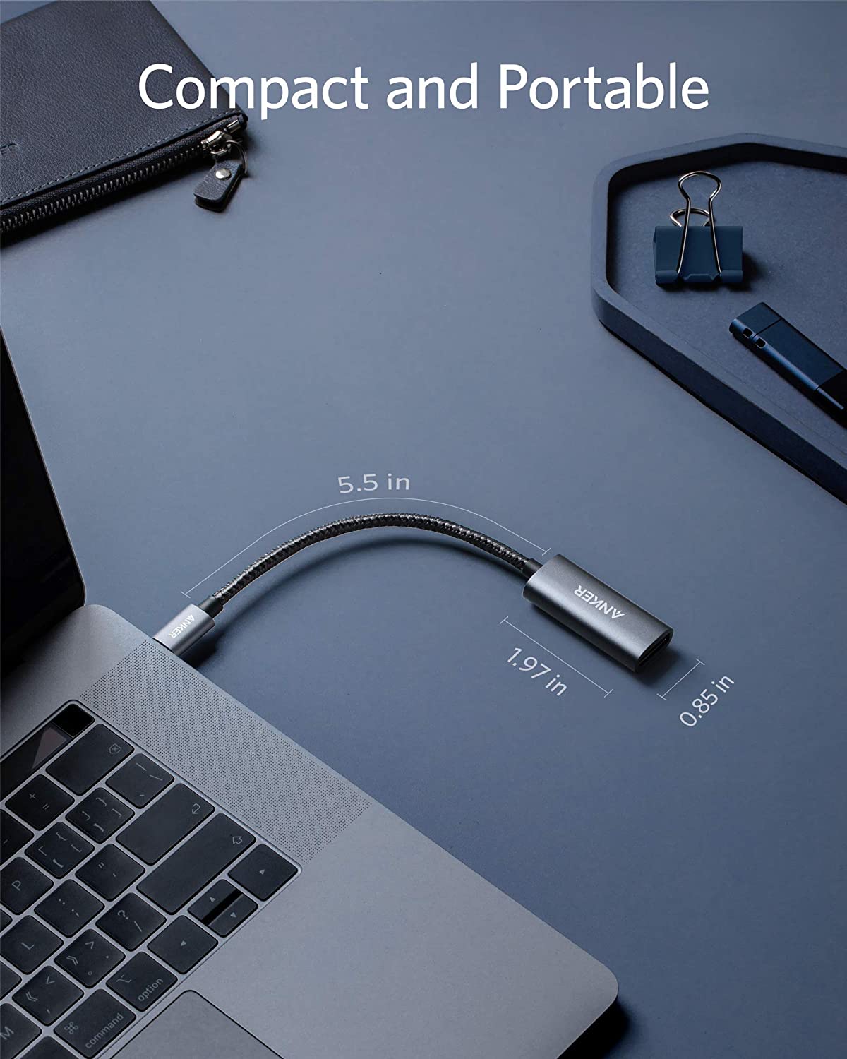 Anker with braided cable for compact connection