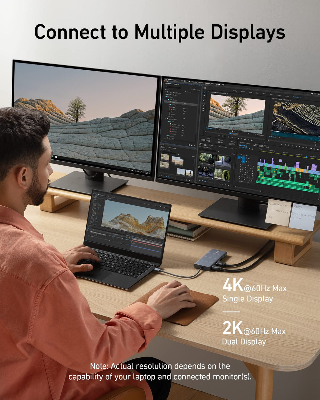 Anker multiple monitors for laptop with editing software and dock