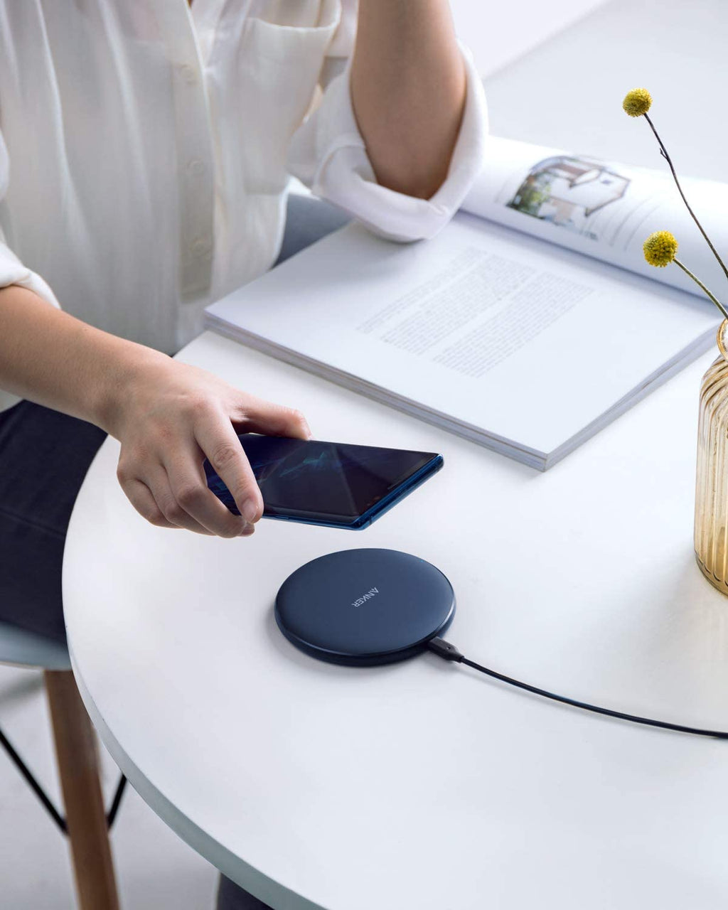 Anker wireless charger with modern design for powering smartphones
