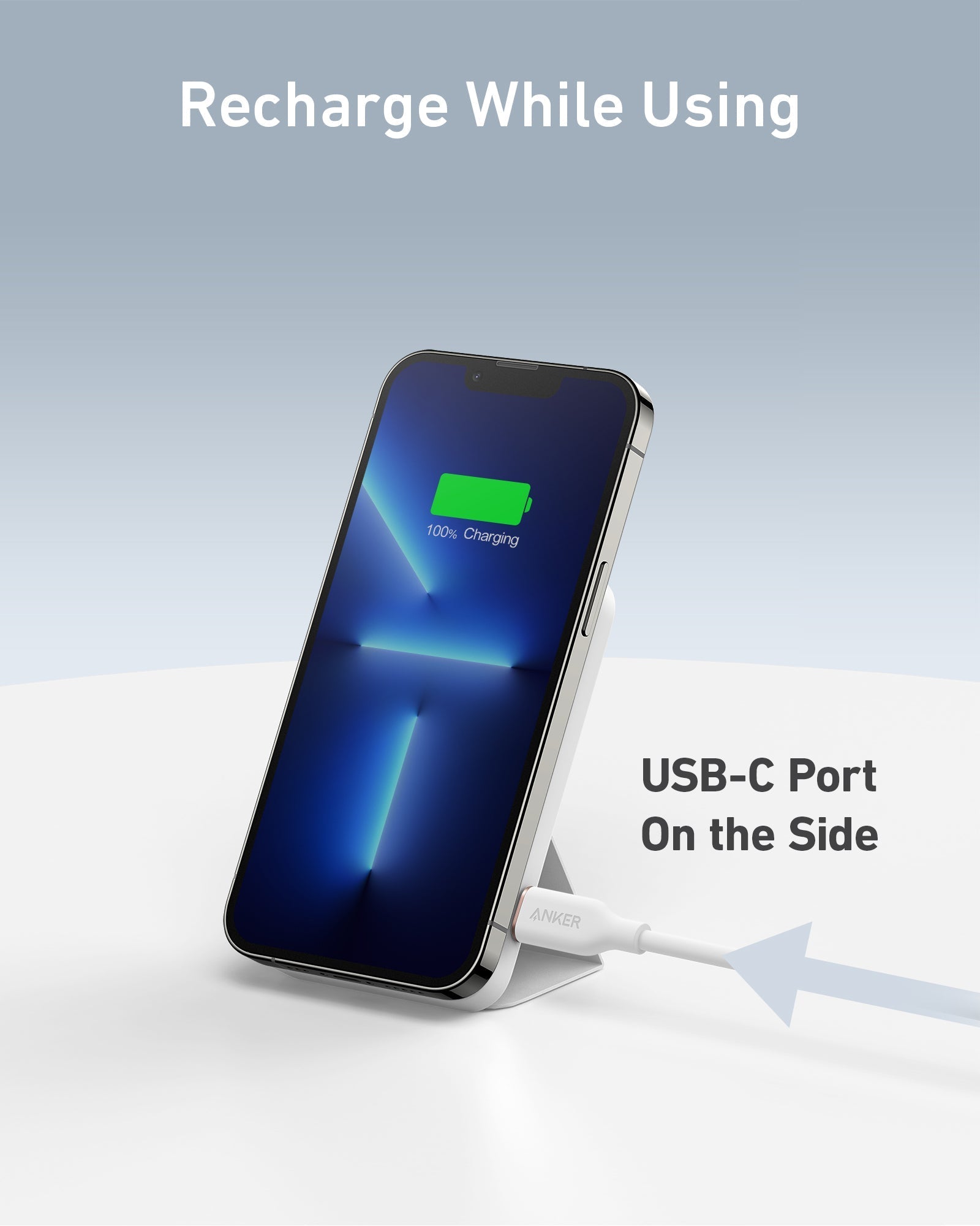 Anker phone stand with USB-C port for recharge