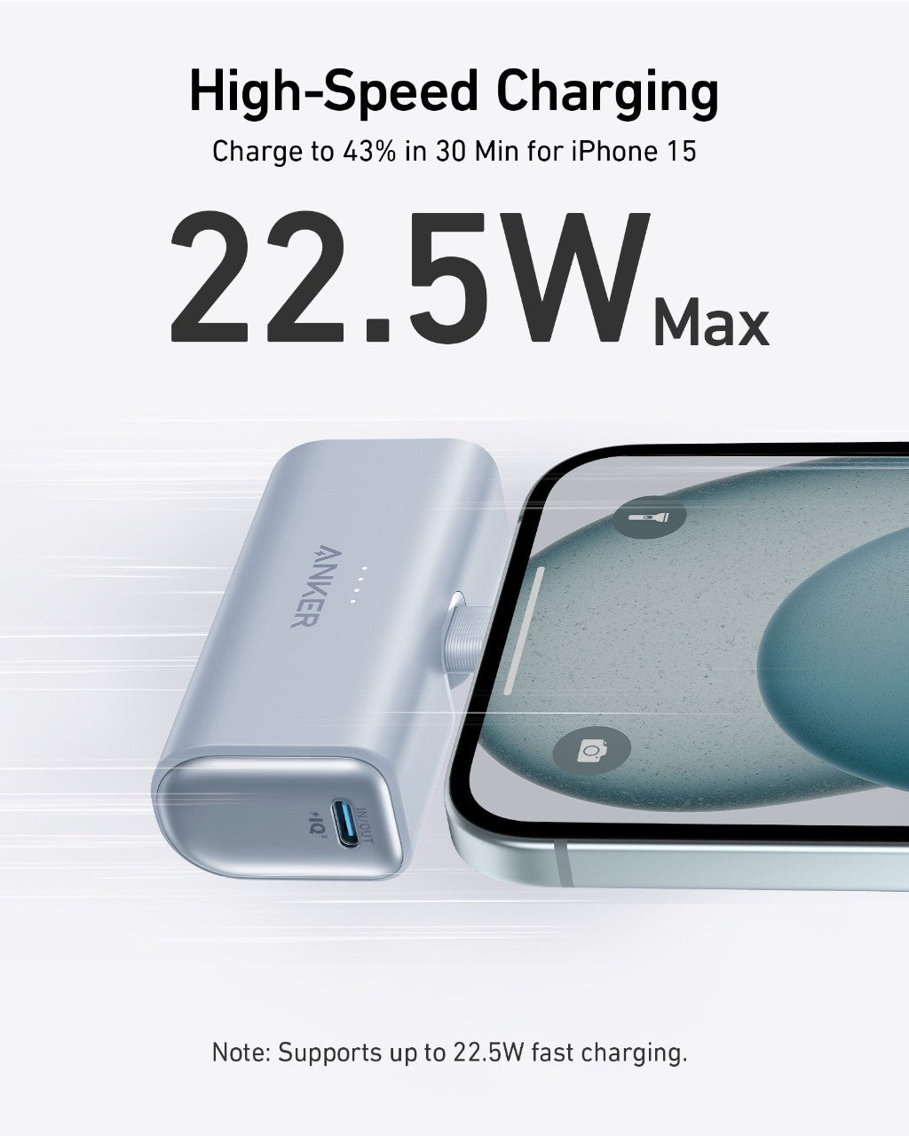 Anker with 22.5W power for high-speed charging