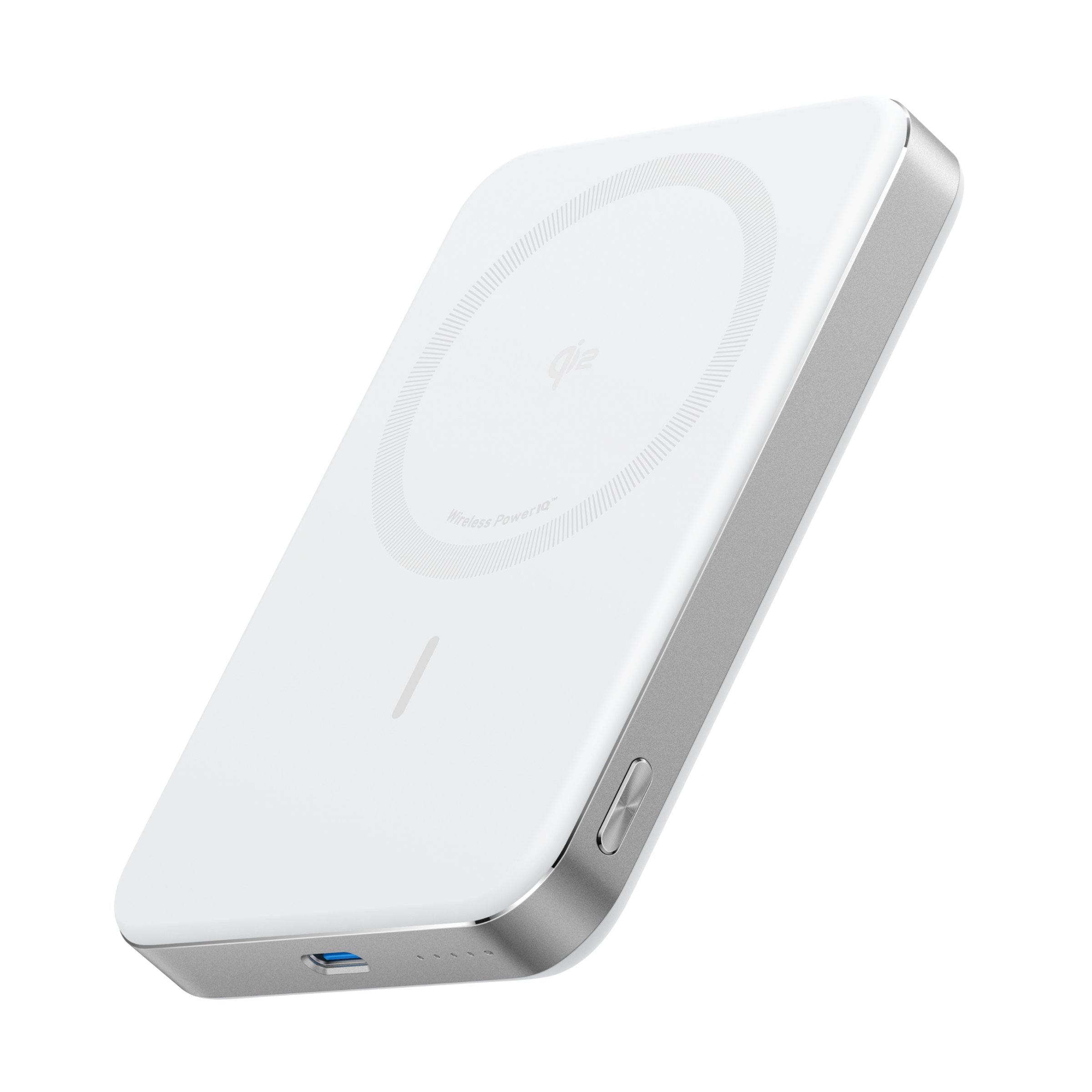 Anker wireless power bank with sleek white design and USB-C port