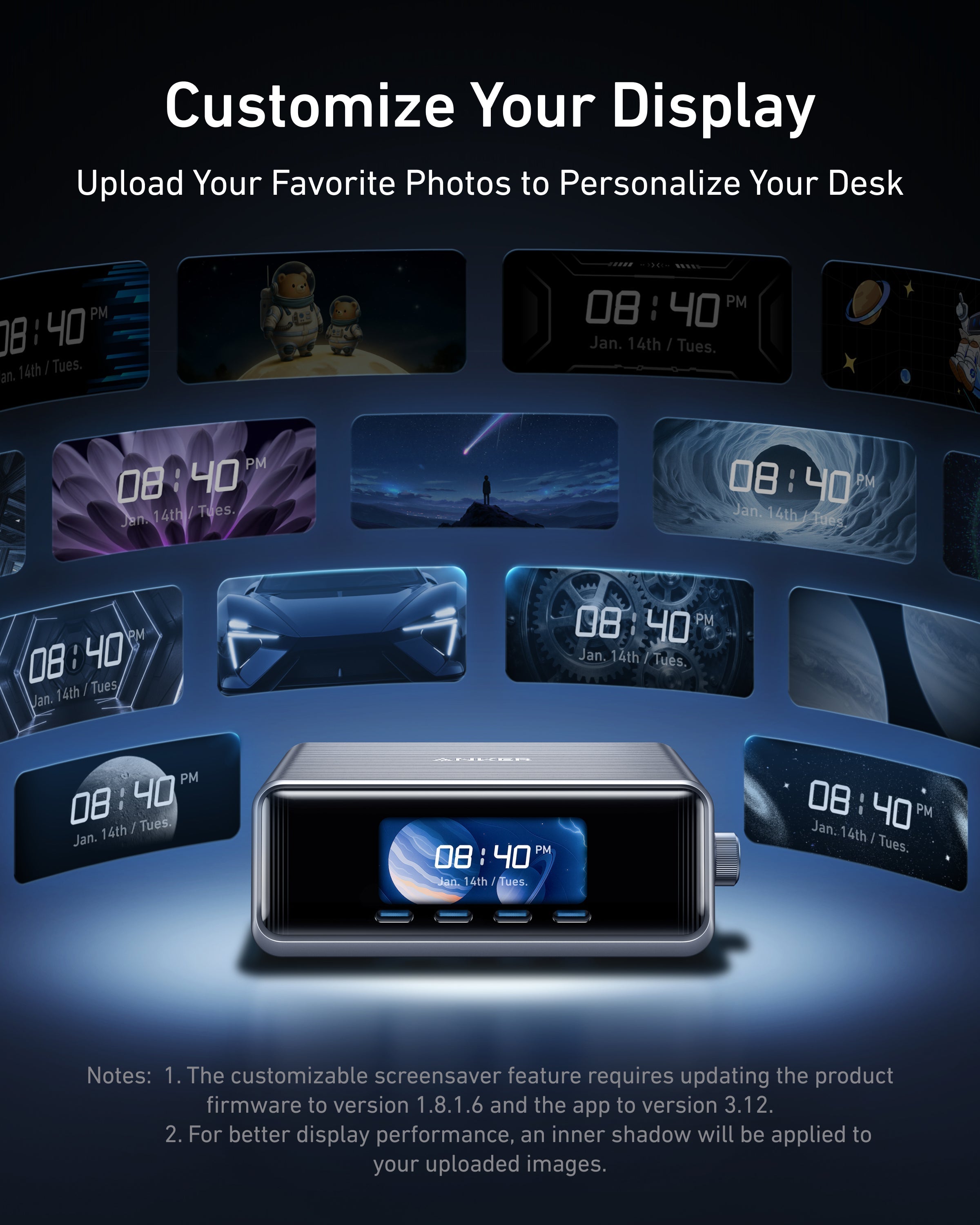Anker display customization with uploaded photos for Keyword