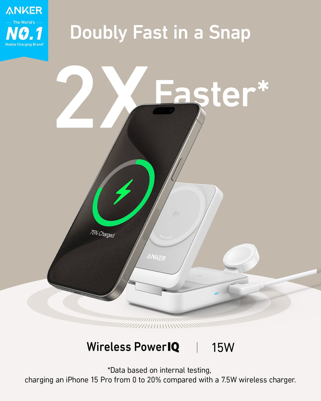 Anker wireless charging station with phone for double fast charging