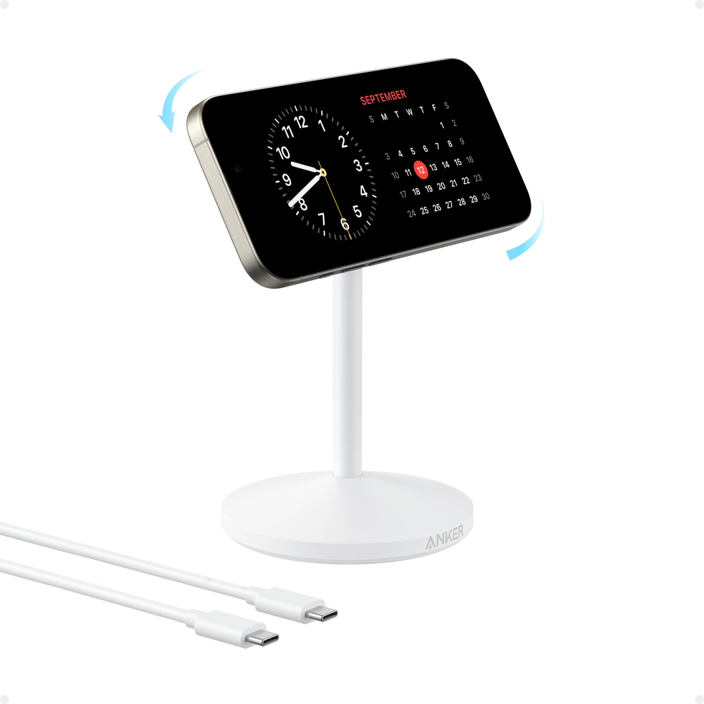 Anker with rotating phone stand for convenient calendar viewing