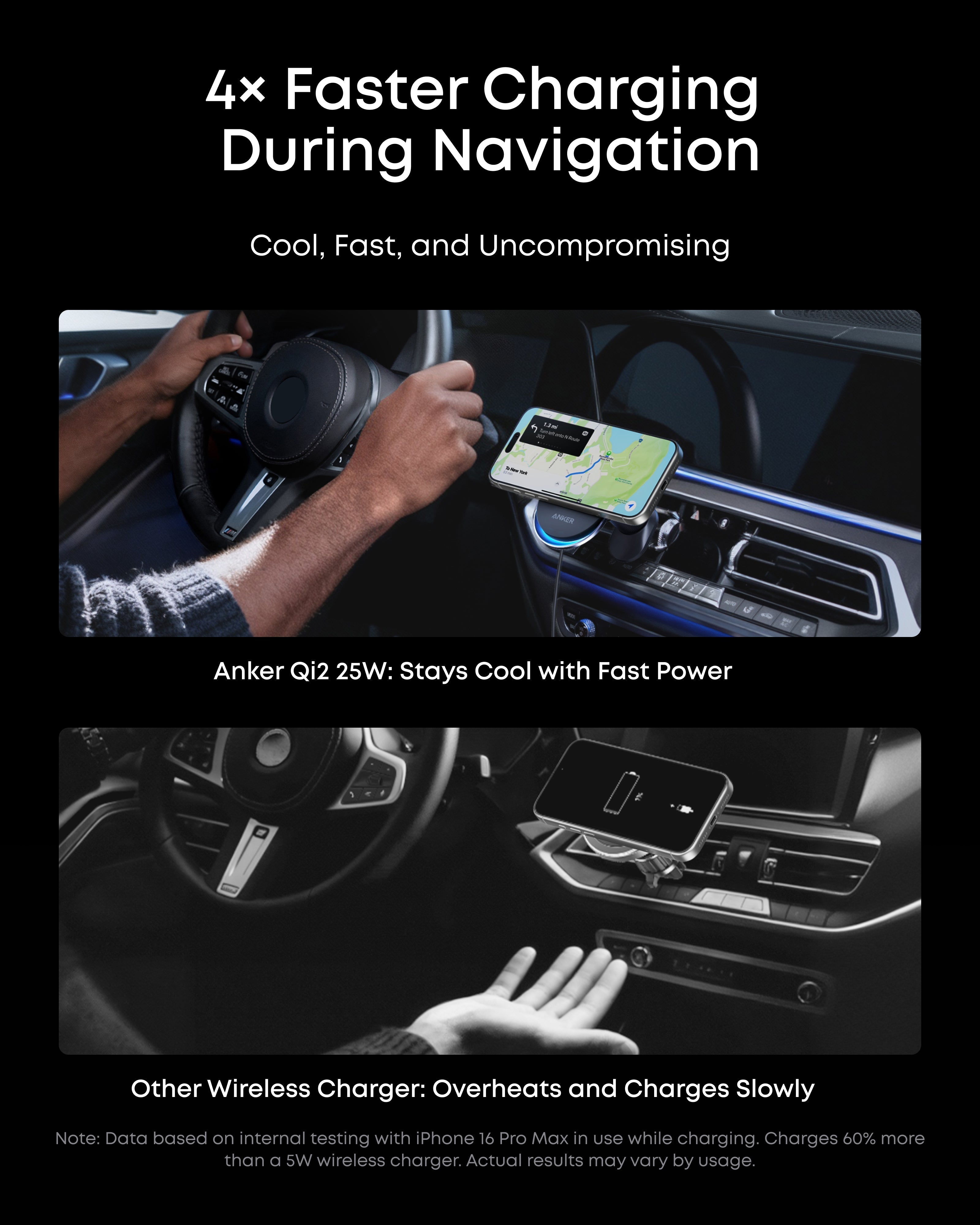Anker car wireless charger with navigation for 4× faster charging