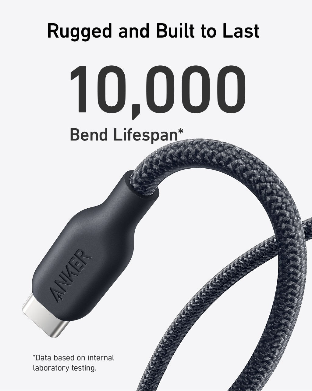 Anker USB-C cable with 10,000 bend lifespan for reliability