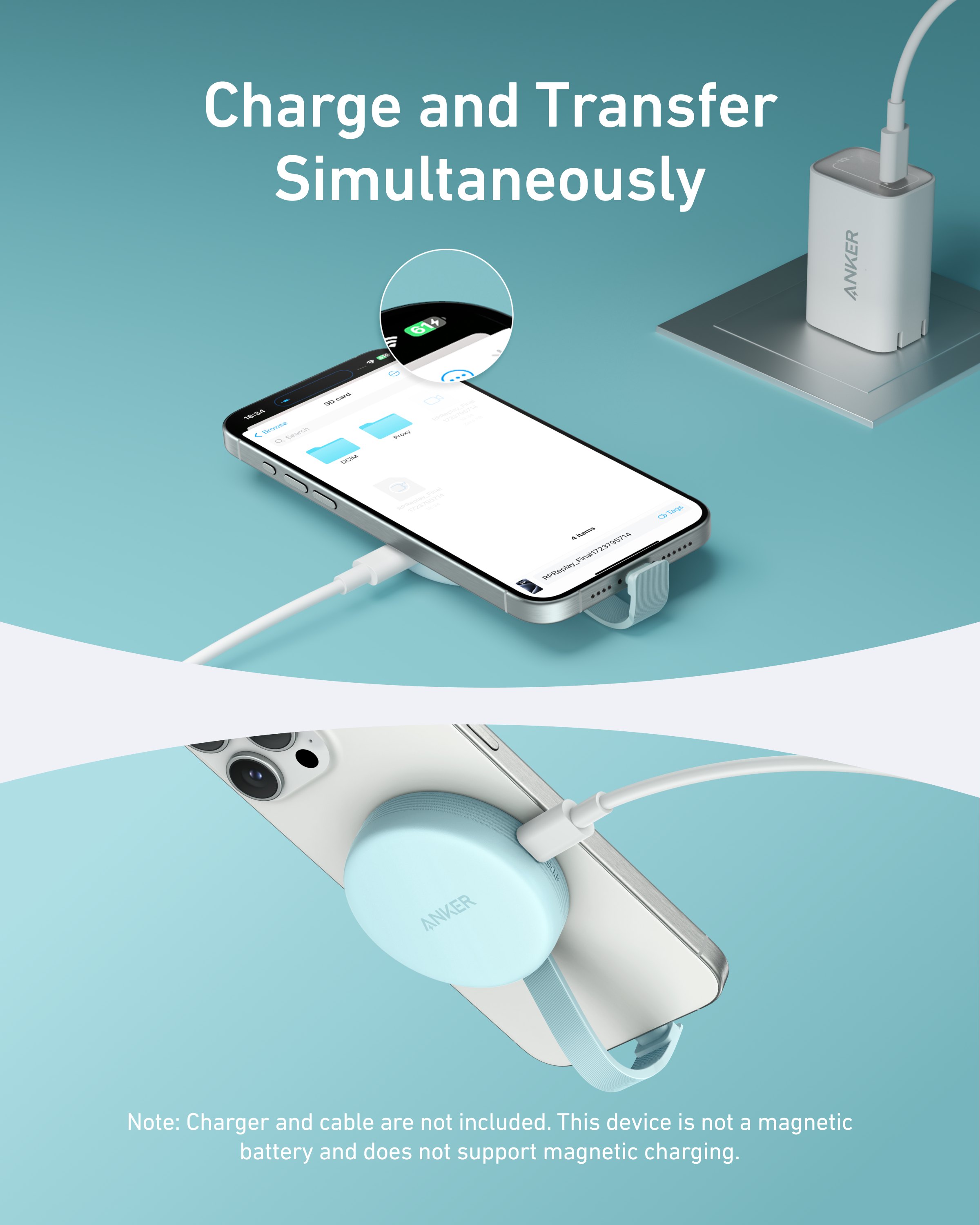 Anker with phone grip for easy photo editing
