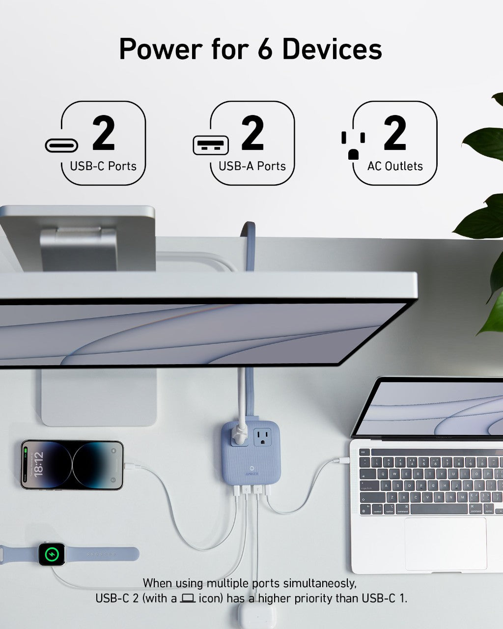 Anker for powering 6 devices with multiple ports
