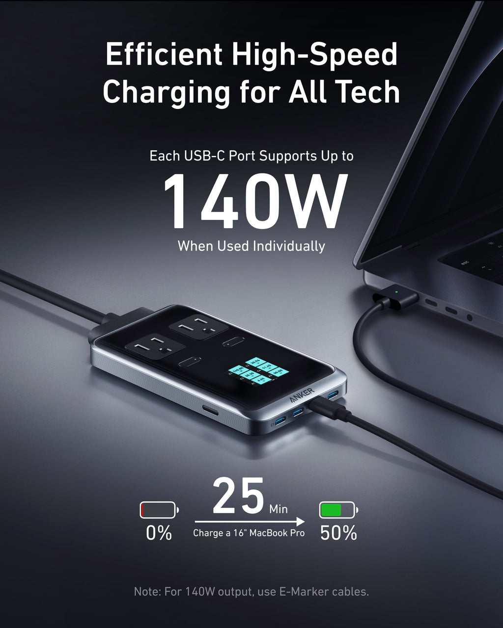 Anker Prime Charging Station (8-in-1, 240W) and USB-C to USB-C Cable (6 ft, 240W )