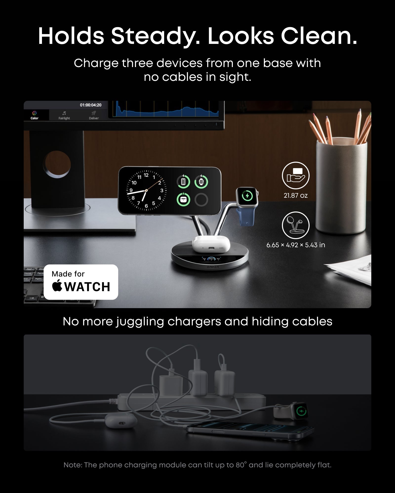 Anker Prime Wireless Charging Station (3-in-1, MagGo, AirCool, Dock Stand)