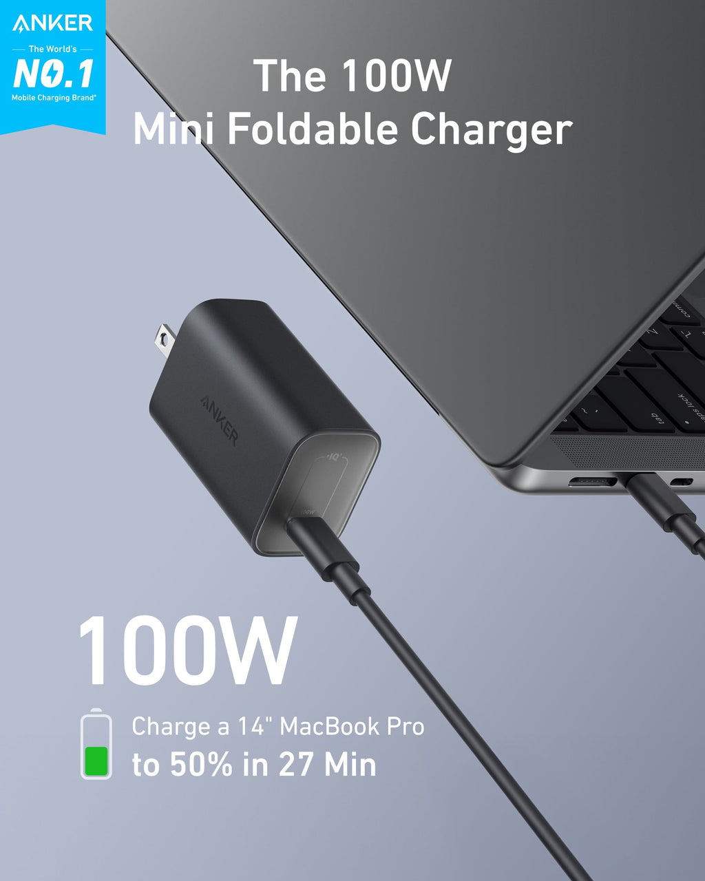 Anker 100W mini charger for MacBook with quick charging