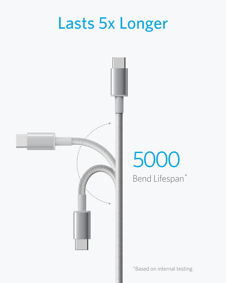 Anker USB-C cable with 5000 bend lifespan for durability