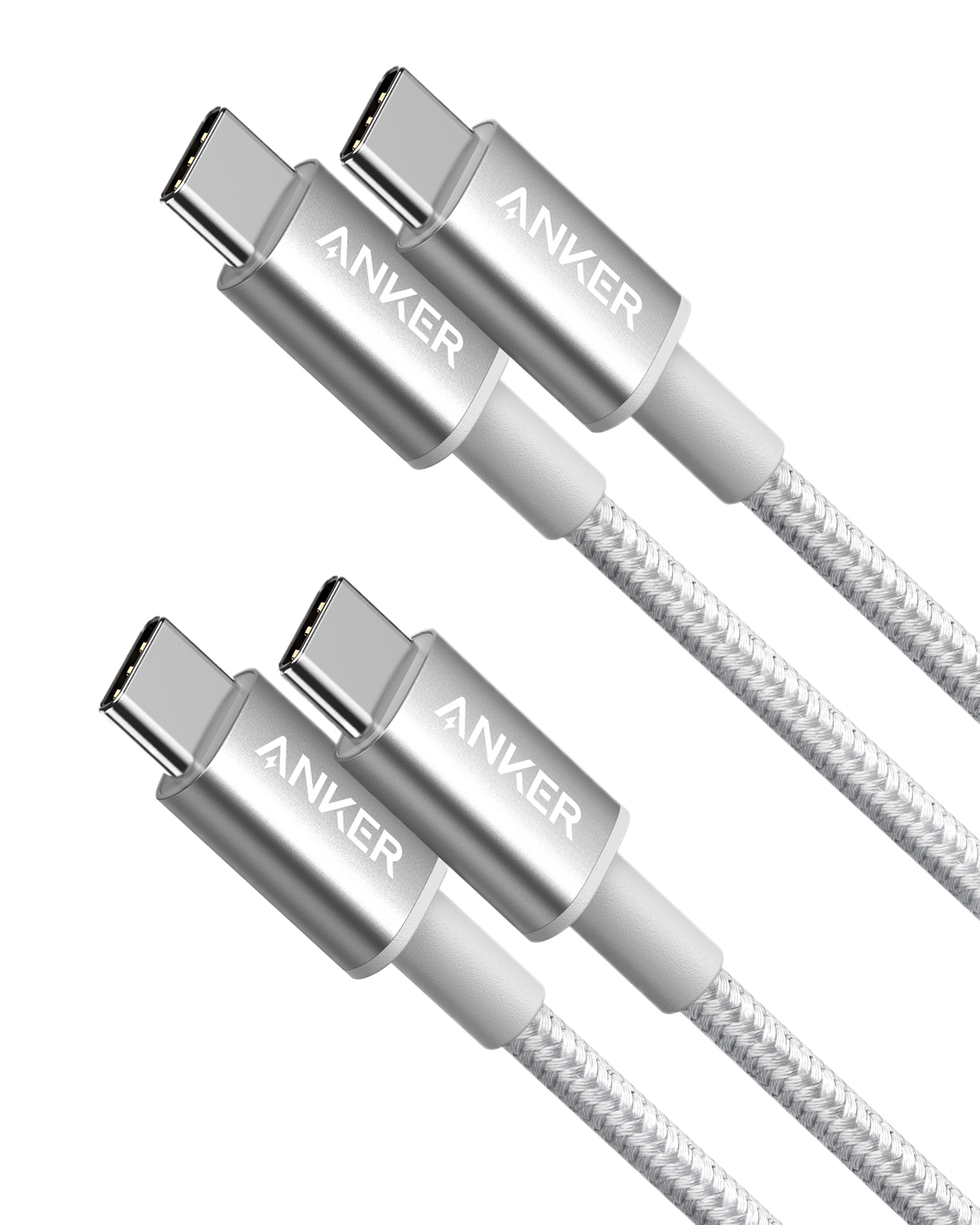2-Pack New Nylon USB C to USB C Cable (3.3 ft 60W)