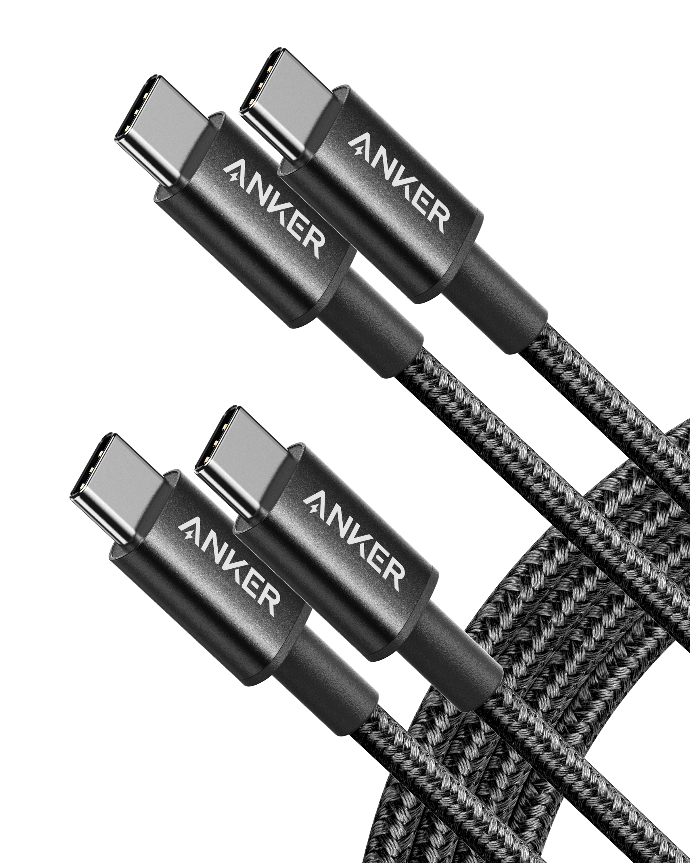 2-Pack New Nylon USB-C to USB-C Cable (3 ft / 6 ft, 60W)