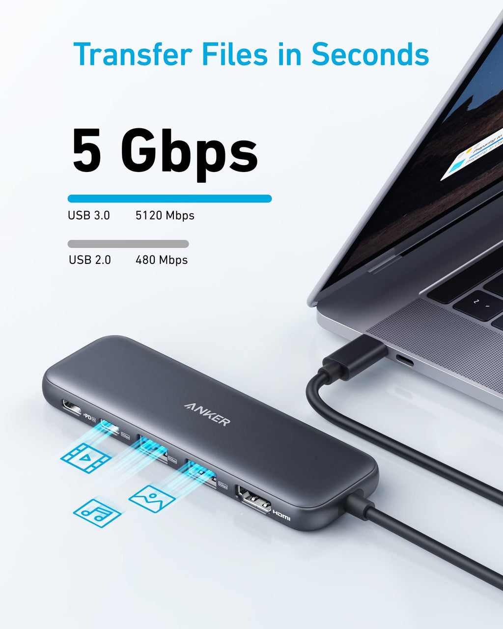 Anker with fast file transfer for 5 Gbps