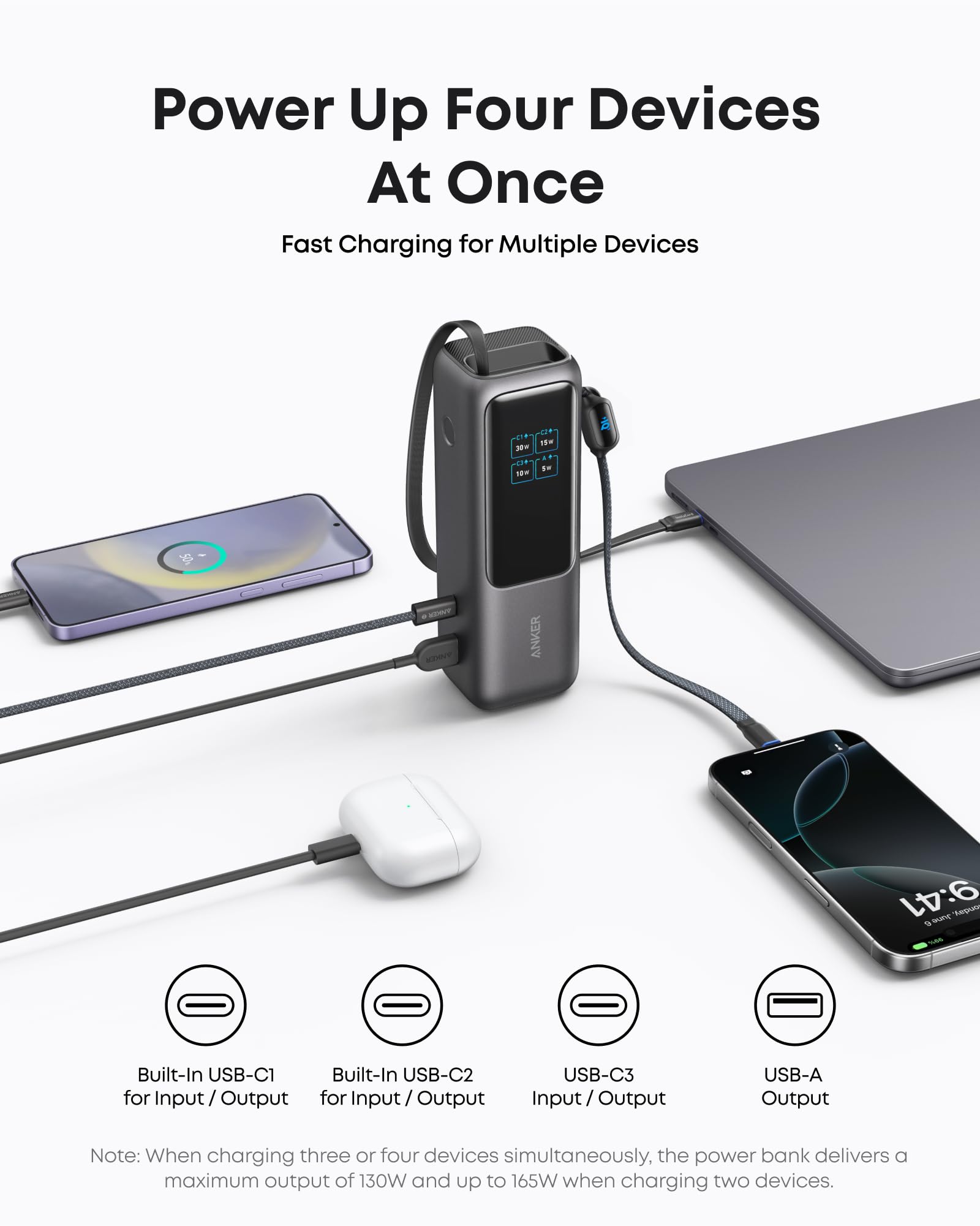 Anker Laptop Power Bank (25K, 165W, Built-In and Retractable Cables) | Customizable