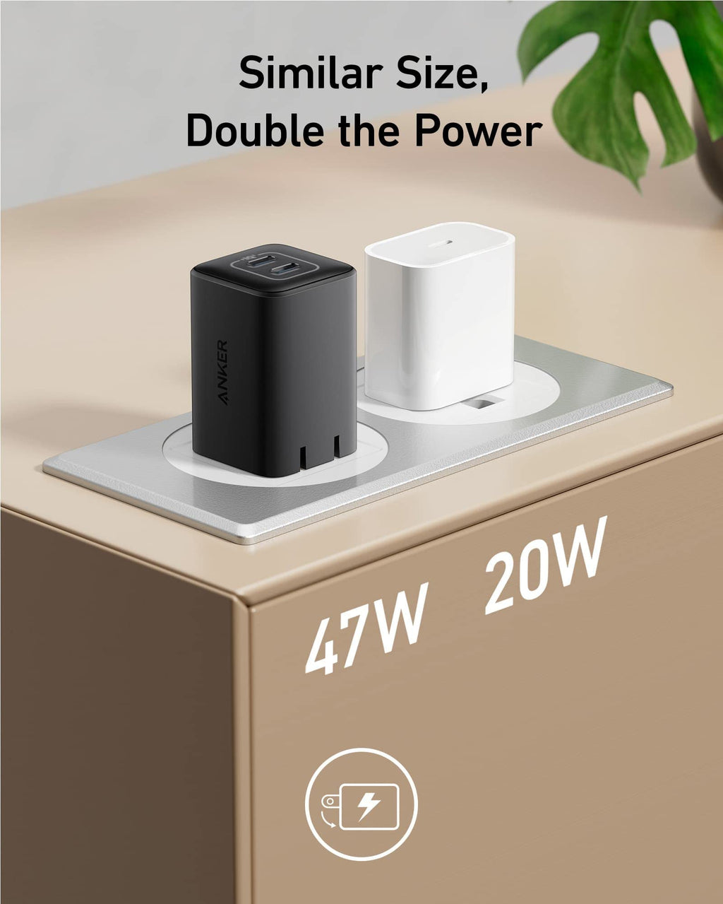 Anker charger with double power and 47W for charging.