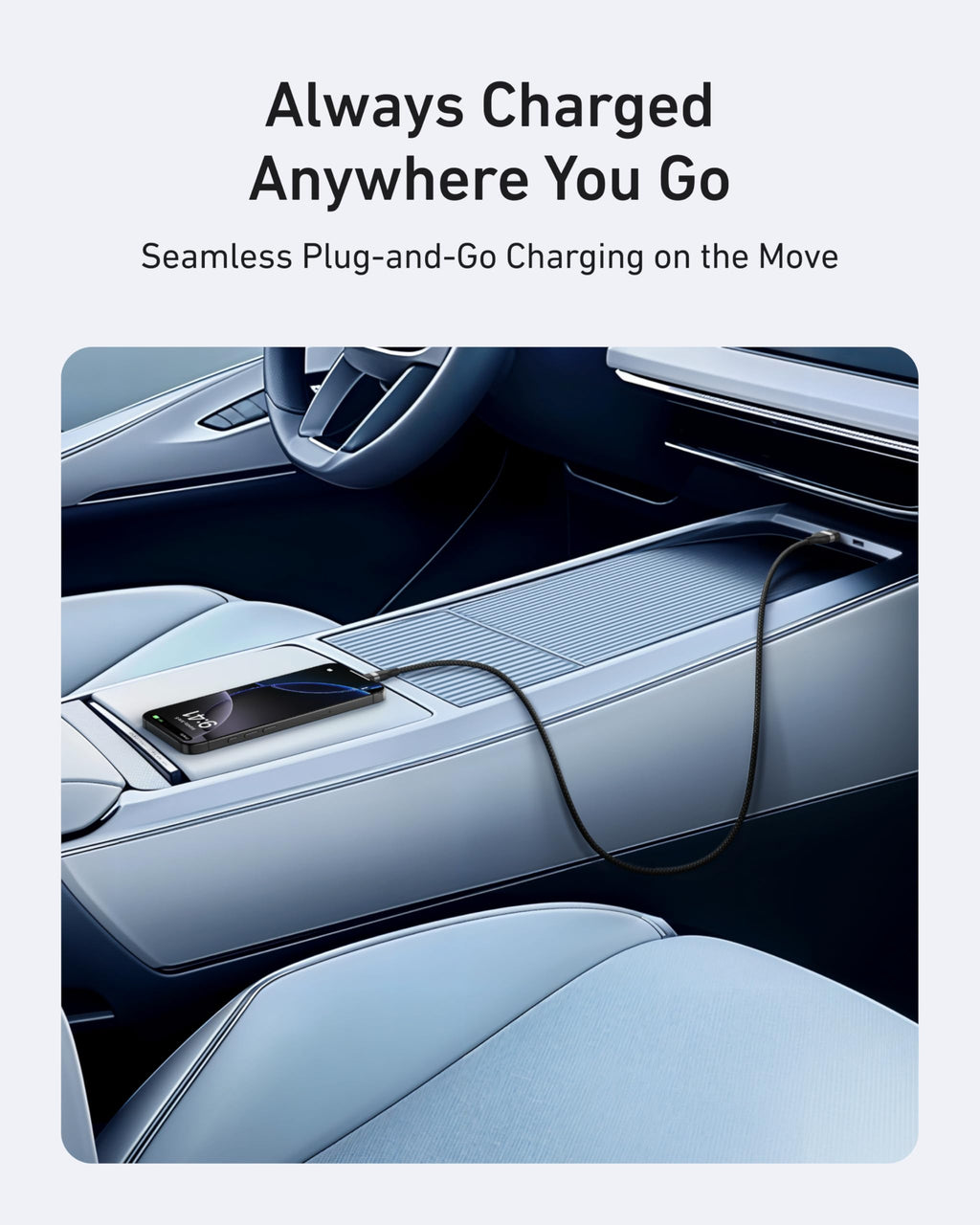 Anker charging cable for mobile in car console