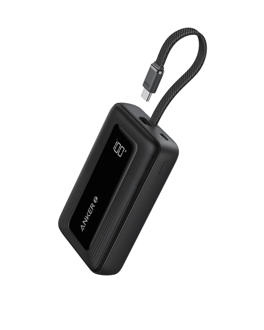 Refurbished Zolo Power Bank (10K, 30W) with a 5.4-inch (13.7 cm) built-in USB-C cable.