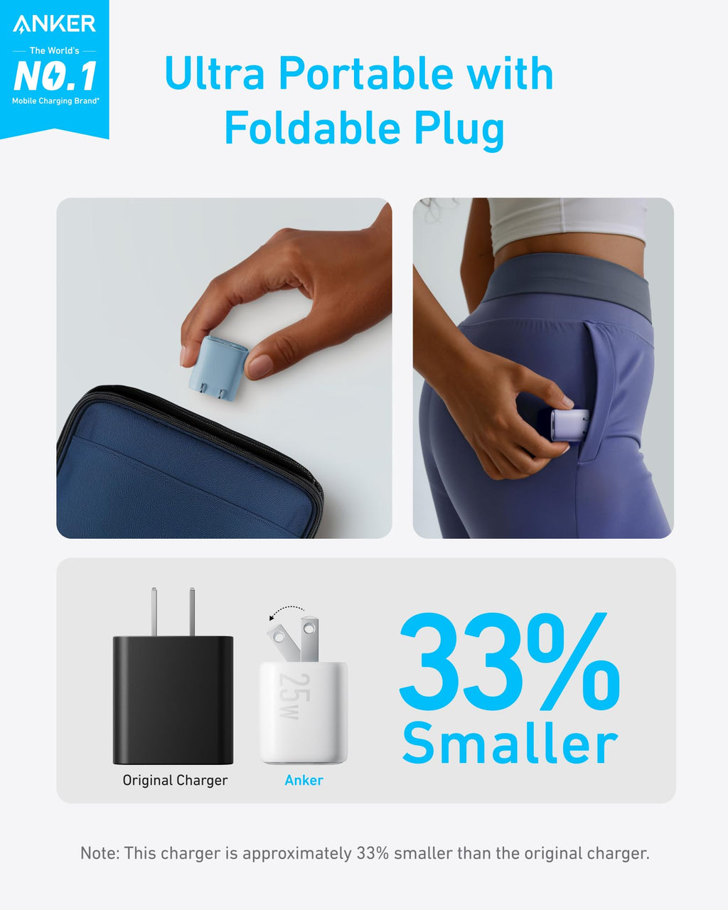 Anker ultra portable charger with foldable plug for compact travel