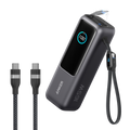 Laptop Power Bank (25K, 165W, Built-In and Retractable Cables) and USB-C to USB-C Cable (6 ft, 240W, Upcycled-Braided)