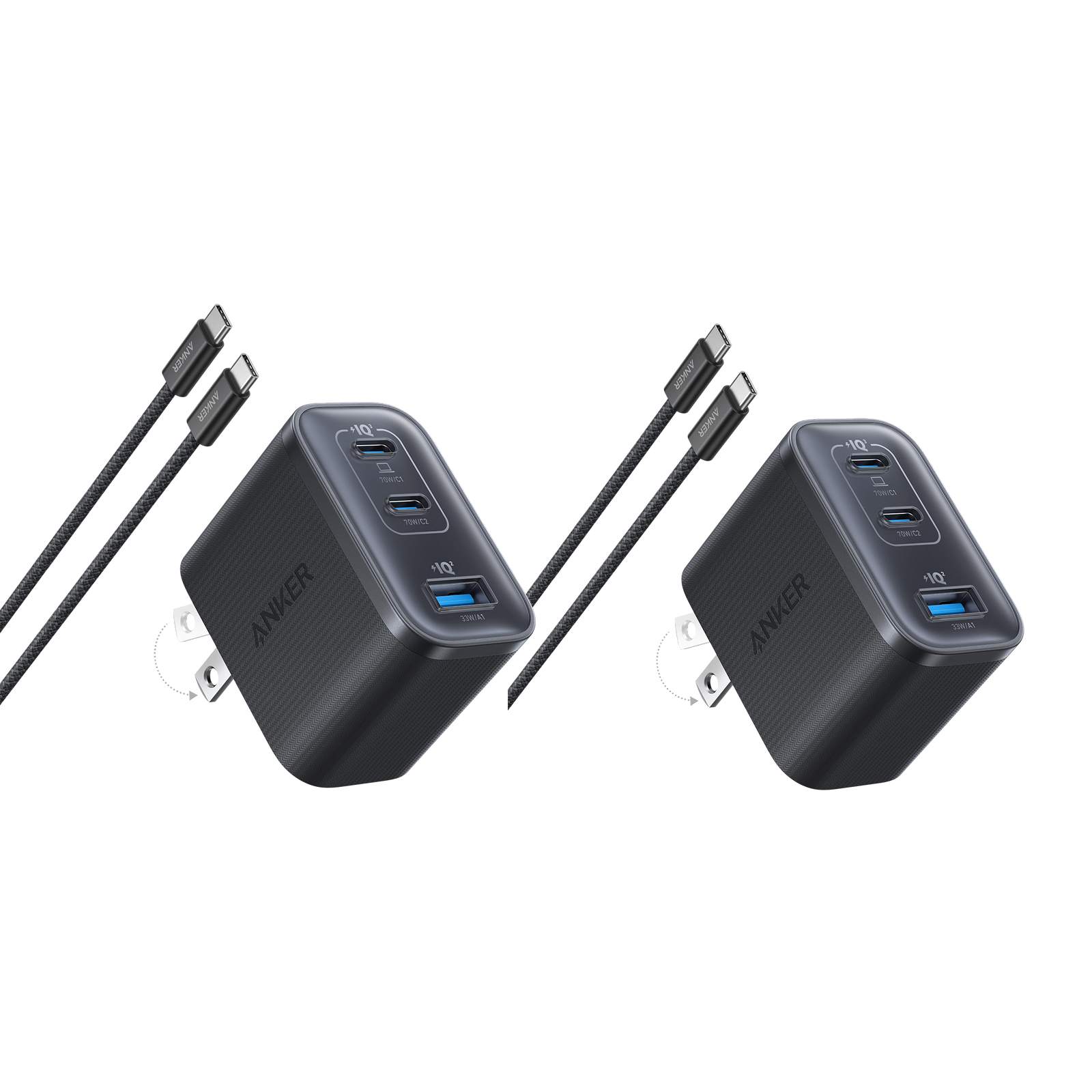 Nano Charger (70W, 3 Ports) -2 Pack