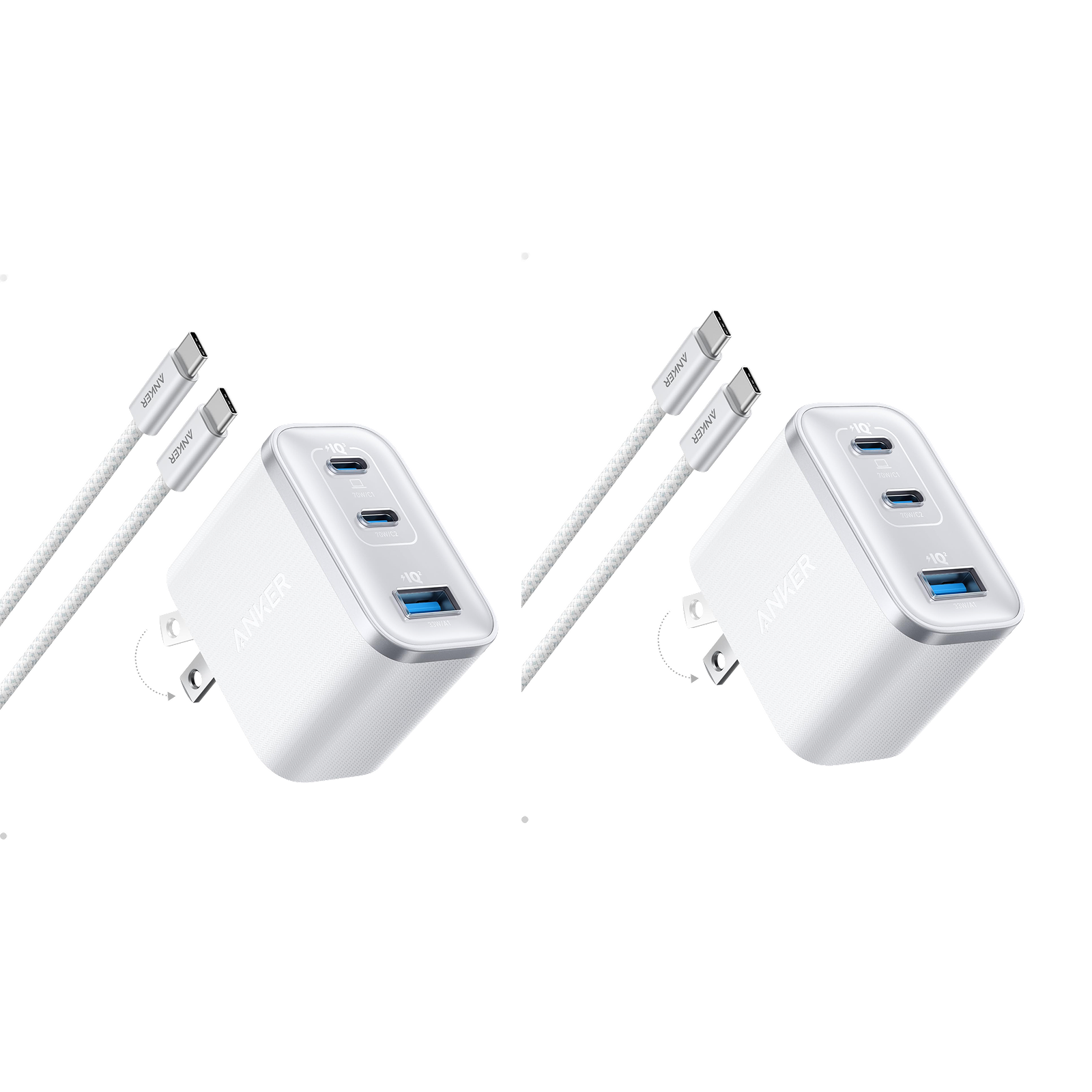 Nano Charger (70W, 3 Ports) -2 Pack