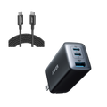 735 Charger (Nano II 65W) and New Nylon USB-C to USB-C 100W Cable (10 ft)