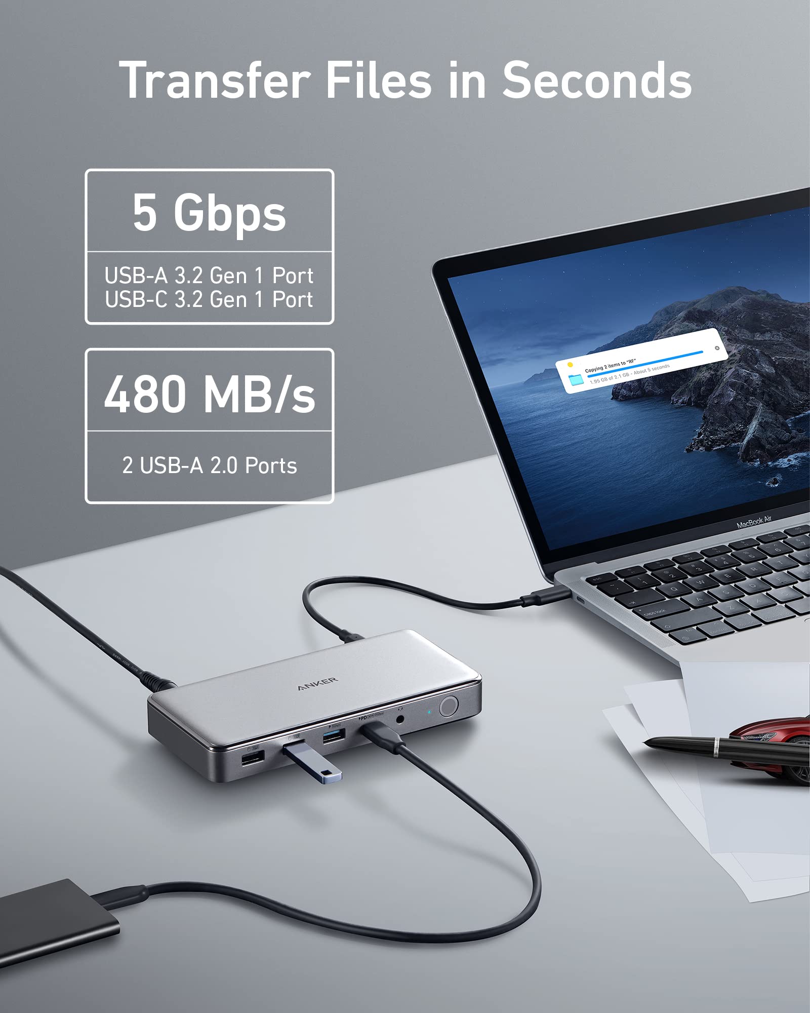 Anker with fast file transfer up to 5Gbps for docking