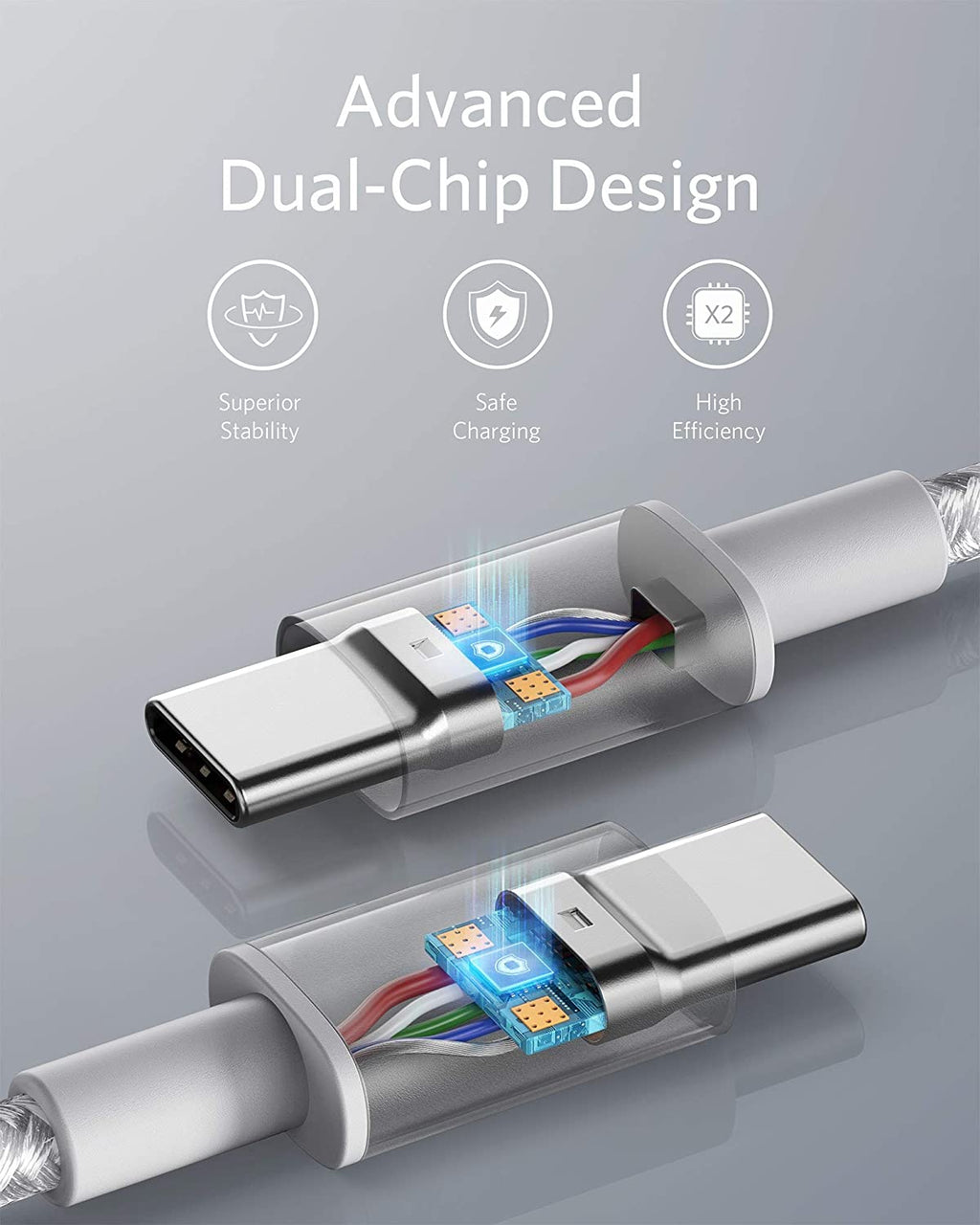 Anker 523 Charger (Nano 3, 47W) and New Nylon USB-C to USB-C 100W Cable (10 ft)
