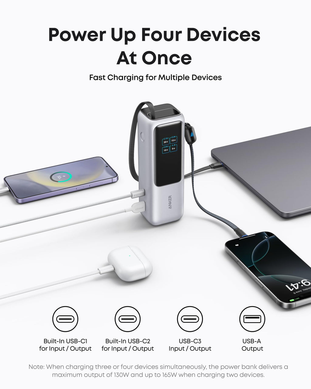 Anker Laptop Power Bank (25K, 165W, Built-In and Retractable Cables) | Customizable