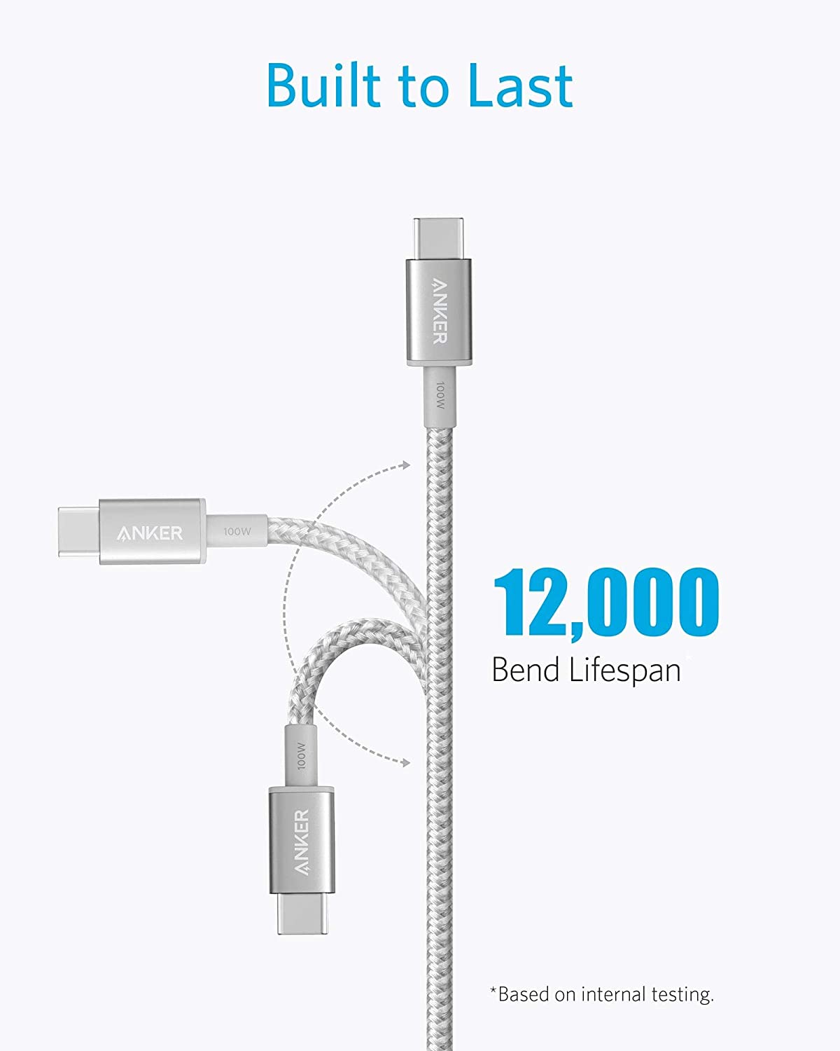 Anker cable with silver braided design for 12,000 bend lifespan