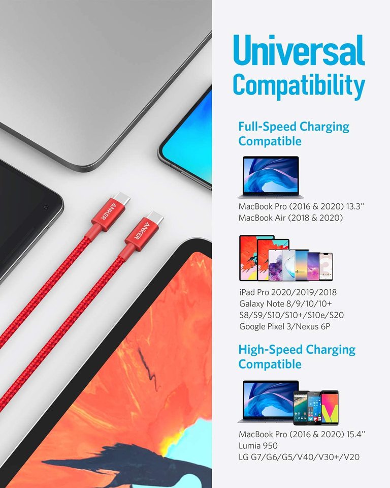 Anker red charging cables for universal compatibility