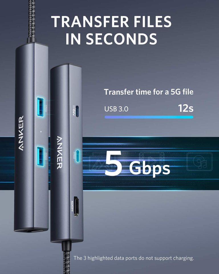 Anker USB-C hub with USB 3.0 for super-fast 5Gbps transfer