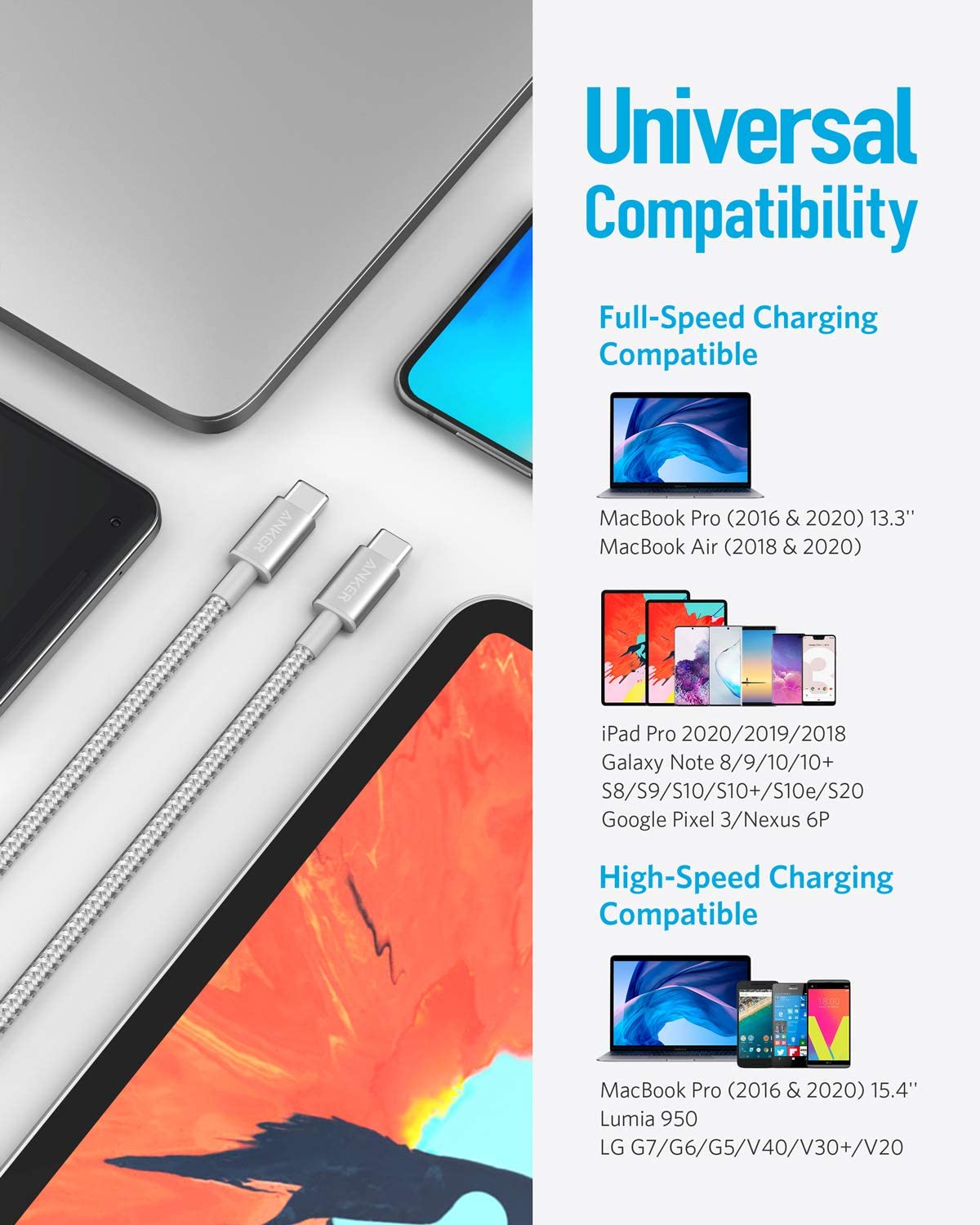 Anker charging cable with universal compatibility for engineering